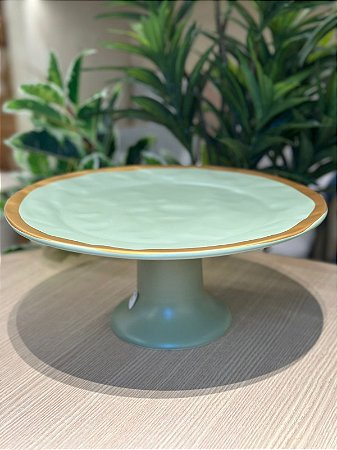 Porta Torta c/  Pé Verde Filete Amassada