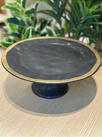 Porta Torta c/ Pé Preto Filete Amassada