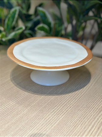 Porta Petit Four Bege Filete Amassada