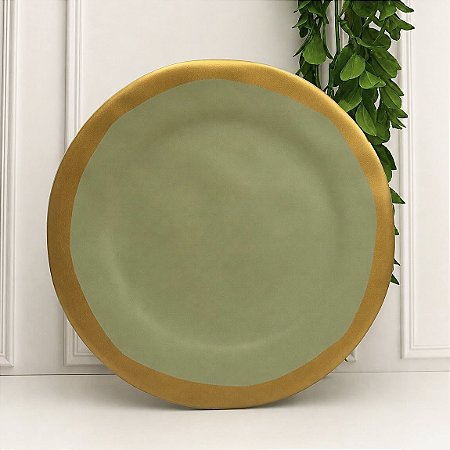 Porta Petit Four c/ Pé Verde Filete Amassada