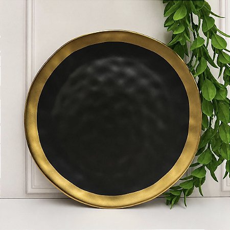 Prato Sobremesa Porcelana Preto Dubai 22cm