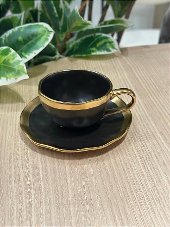 Xícara Café Porcelana Dubai 90ml Preto