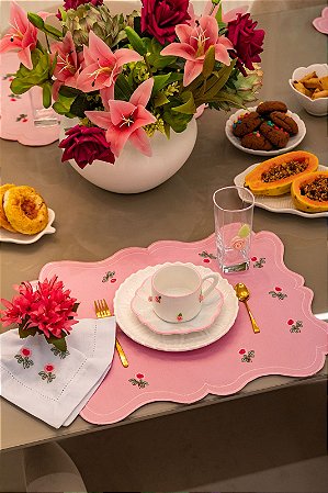 Americano Retangular Mini Flores dupla face