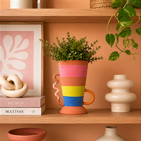 Vaso c/ Alça Cordel - 21x27x13 cm - Terracota
