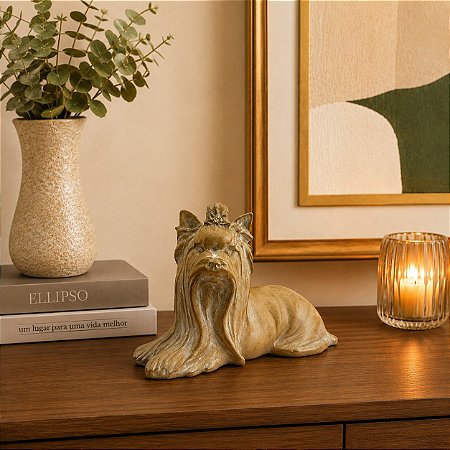 Escultura Shih Tzu Bege P