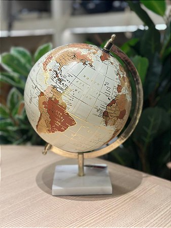 Globo base marmore Navi - Branco/Gold