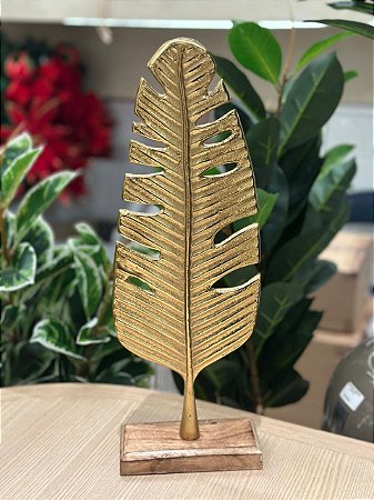 Escultura Folha Dourada - 42cm