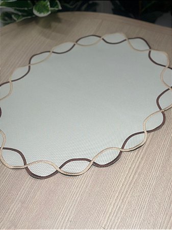 Americano Oval Bege c/ Marrom Linhas