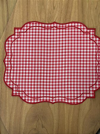 Americano Retangular xadrez vermelho 47x38 Dupla Face