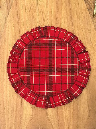 Americano Natal Babado Dupla Face Xadrez vermelho