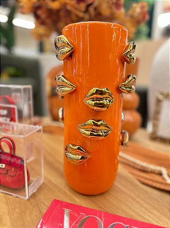 Vaso Cêramica Boquinha Laranja