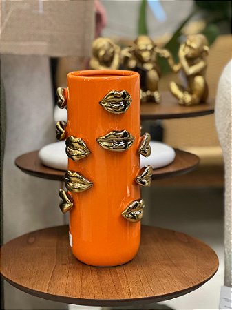 Vaso Cêramica Boquinha Laranja