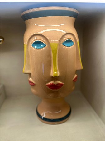 Vaso Cêramica Rosto Rosa 1684