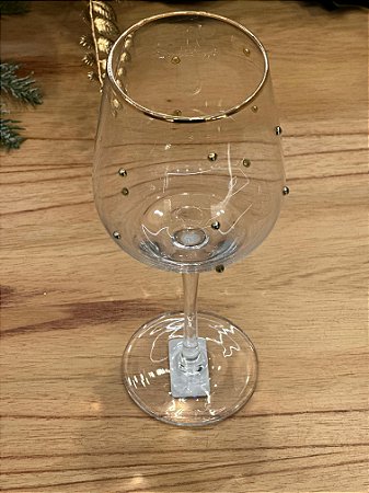 Taça Vidro Vinho Balls Fio Ouro 350 ml