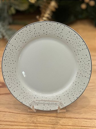 Prato Sobremesa Porcelana Bone Friso Ouro