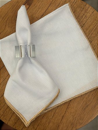 Guardanapo BR bordado dourado 45x42