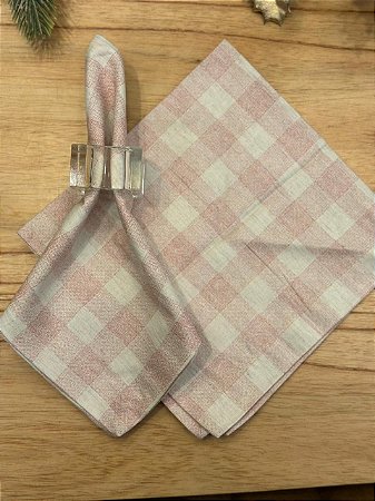 Guardanapo quadriculado rosa Páscoa 40x40