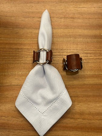 Porta Guardanapo em couro sint marrom