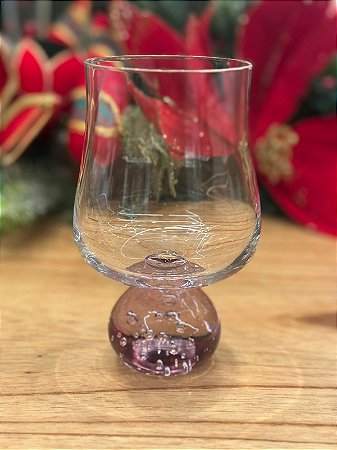 Taça vidro base esfera rosa 440 ml