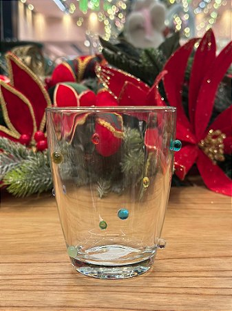 Copo vidro gemas mix colorido