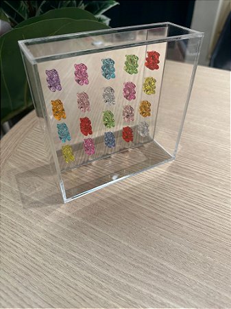 Caixa acrílica Ursinhos Carinhosos espelho prata