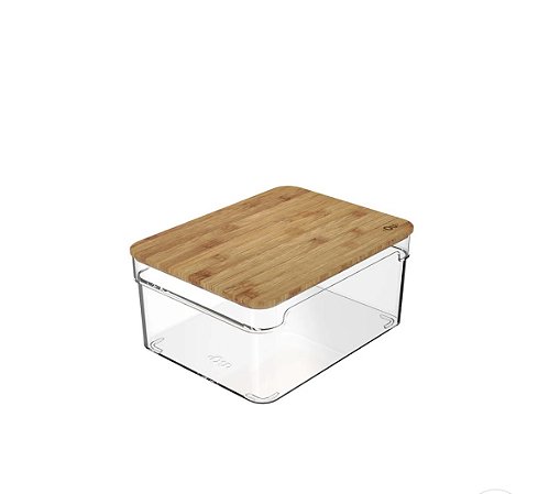Organizador com Tampa de Bambu Ou 3L Linha Clear