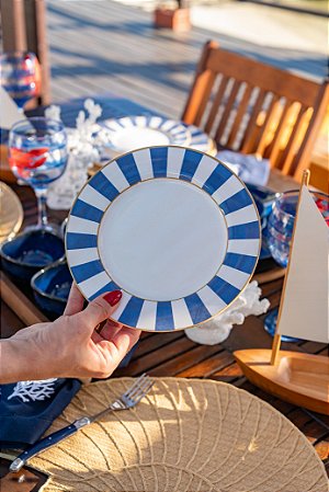 Prato sobremesa Stripe Azul