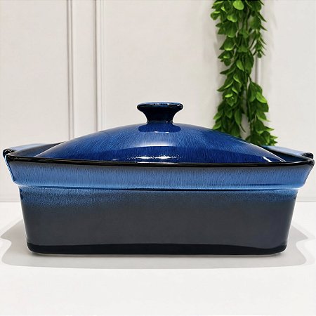 Caçarola cerâmica azul 36x25