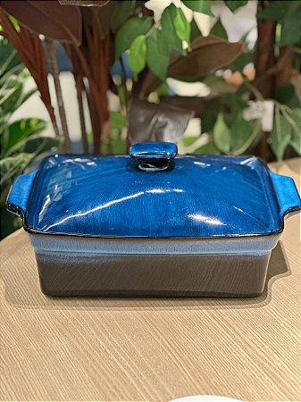 Caçarola cerâmica azul 36x25