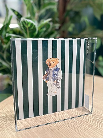 Bandeja Teddy strips verde acrílico 20x20