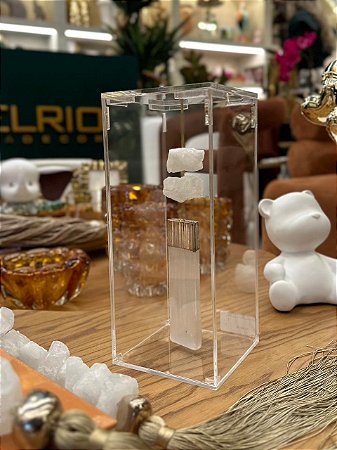 Caixa acrílica branca Bastão Pedraria