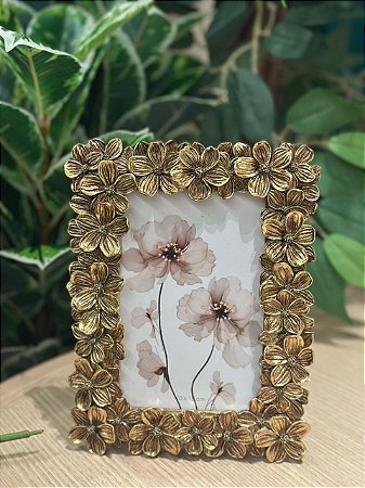 Porta retrato em poliresina flowers 10x15