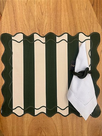 Americano retangular courino listrado verde