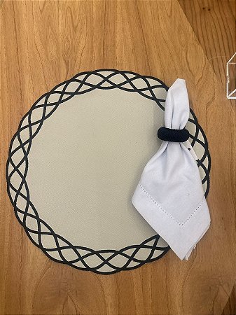 Americano redondo bege corda azul marinho/ azul mar