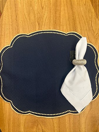 Americano azul marinho pontilhado/ listra azul