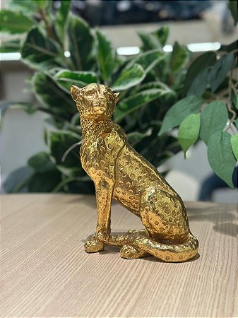 Escultura leopardo em polirres