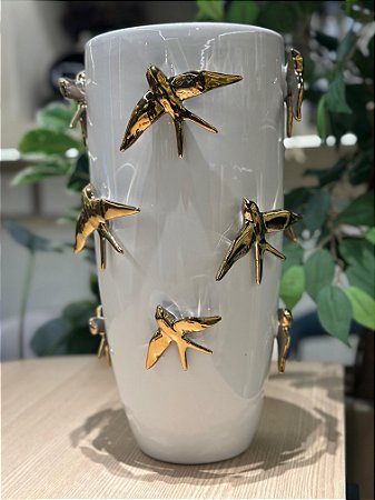 Vaso decorativo cerâmica Pássaros