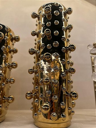 Vaso decorativo cerâmica balls dourado