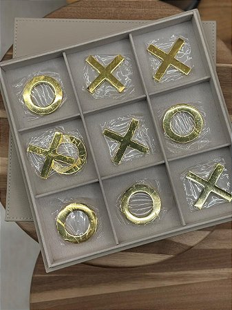 Jogo da velha decorativo em madeira cinza