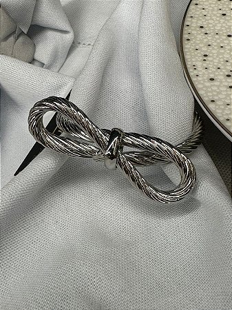 Porta Guardanapo metal laço prateado