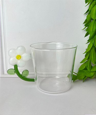 Caneca borossilicato pétalas 250 ml branca