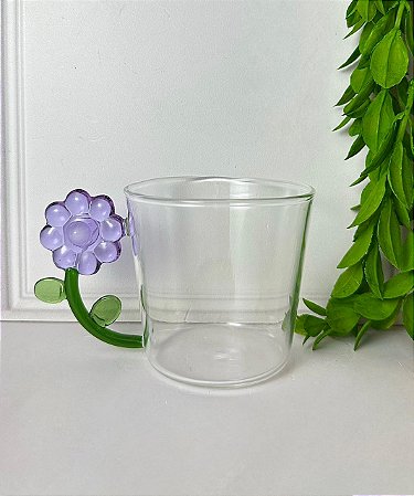 Caneca borossilicato pétalas 250 ml roxa