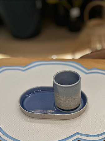 Xícara café c/ bandeja azul colorize