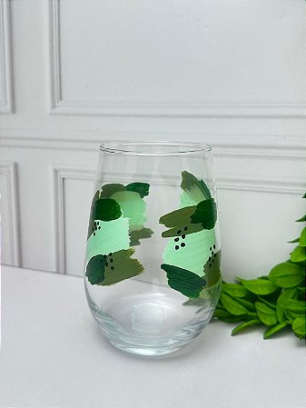 Copo vidro frutas verde