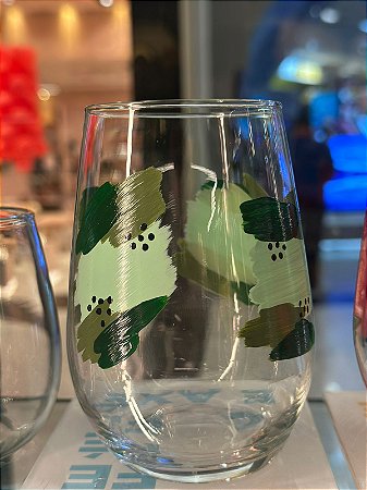 Copo vidro frutas verde