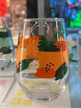 Copo vidro frutas laranja