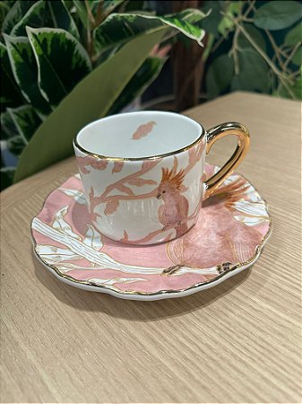 Xícara chá voldor rosa