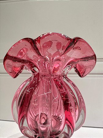 Vaso de vidro Italy rosa 15x13