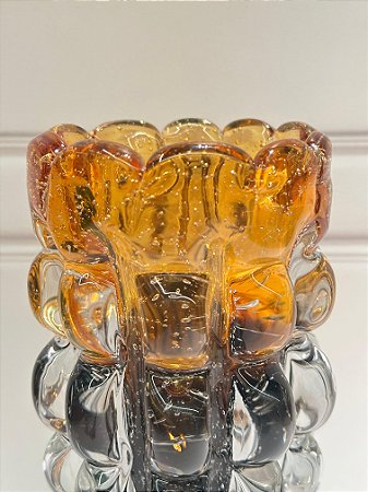 Vaso de vidro Italy âmbar e marrom