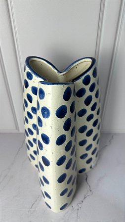 Vaso cerâmica Dot azul